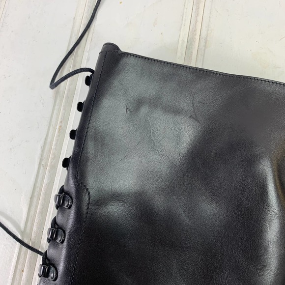 Stuart Weitzman 6.5 Police Lady Black Velour Knee High Combat Boots Lace Up Zip - Picture 11 of 11